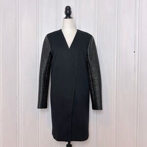 FINDERS KEEPERS Contemporary Wool Blazer Coat with Shiny faux-leather Sleeves